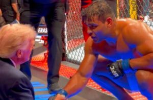Borrachinha dá show no UFC, vai em direção a Trump e pede ajuda sobre situação do Brasil (veja o vídeo)